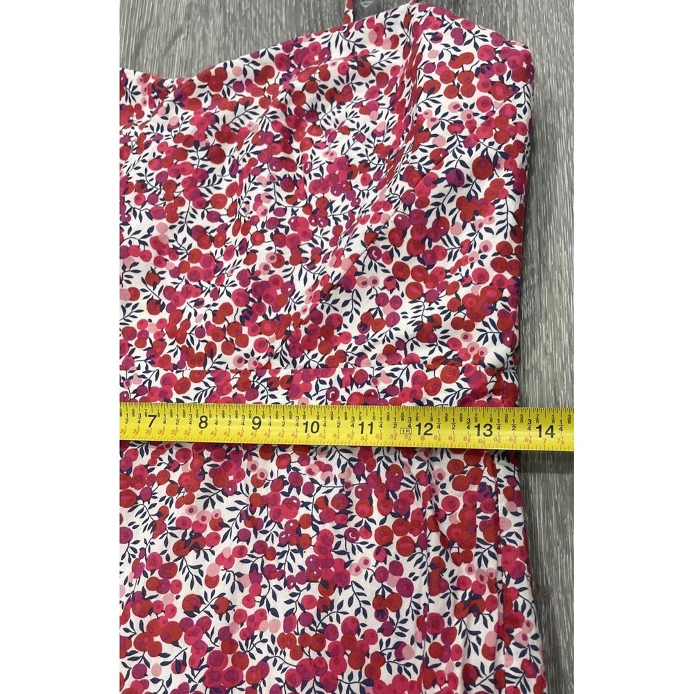 J Crew Liberty Fabric Cotton Ruffle-Hem Midi Red/White Dress Art Floral Womens 0 - Picture 9 of 9